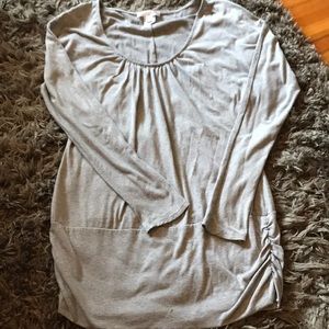 WHBM long shirt, gathered on side, grey, cotton